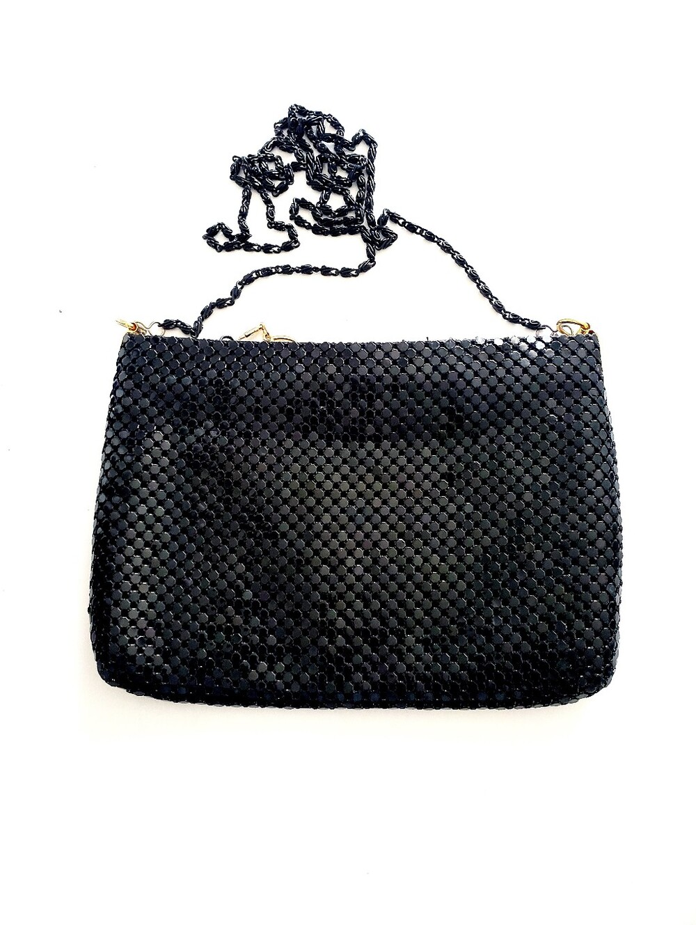 Black Mesh Shoulder Bag - Elegant Evening Accessory - Vintage